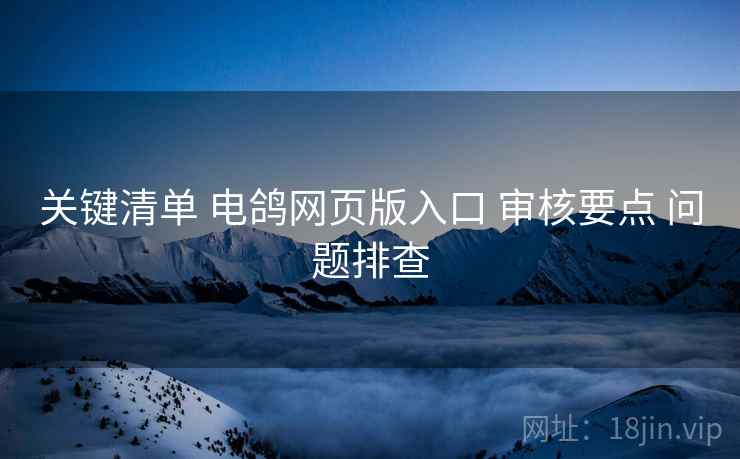 关键清单 电鸽网页版入口 审核要点 问题排查